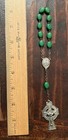 Vintage Our Lady Of Knock Irish Catholic Decade Rosary  Green Shamrock Beads 8   