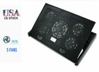Blue Led Laptop Cooling Pad Gaming Cooler 5 Fans 2 Usb Ports For 11-17  Notebook