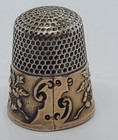 Antique Mkd Ketcham Mcdougal Company Gold Band Sterling Silver Sewing Thimble
