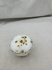 Antique Milk Glass Powder Vanity Trinket Jar Box Hand Painted Flowers