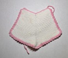 Handmade Crochet Baby Bib White   Pink Trim Tie Vintage Look One Size