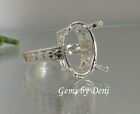  7x5-18x13mm  Oval Engraved Shank Sterling Silver Ring Setting Size 7