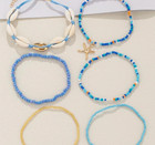 Ankle Bracelet Women Multi Color Gold 6 Anklets Seed Blue Beads Beaded Anklet