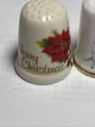 Lot Of 6 Vintage Christmas Themed Porcelain Thimbles Holiday Collectible Set