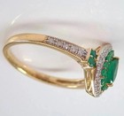 Vintage Art Deco Style Lab Created Emerald   Diamond Engagement 14k Gold Fn Ring