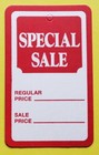 Unstrung Large Red White Special Sale Price Tags Retail Merch Coupon No String