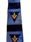 Blue Necktie Black Stripe Square Compass Triangle Masonic Fraternity New 