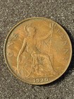 1920 One Penny Great Britain Coin 1 Penny England Initialed A  M  As Is