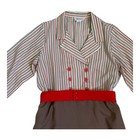 Vintage Sears Dress Womens 14 P Brown Striped Belted Polyester 70s 80s Retro