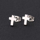 Surgical Steel Silver Gold Black Small Cross Ear Stud Earrings Mens Womens 2pcs