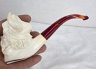 Vintage  Hand Carved Signed Marem Meerschaum Pipe   Case 