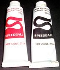 2 Lot Vintage Speedball Block Printing Water Soluble Ink Black Red 4  Tubes