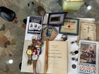 Vintage Lot junk Drawer- Military  Religious   Antiques  Watches  Collectibles