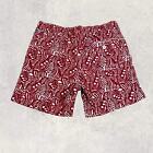 J Crew Stretch Swim Trunk In Red White Print Men   s Medium - New