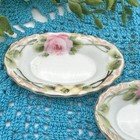 Antique Nippon Open Salt Cellars Hand Painted Set 5 Rose Floral Gold Trim Oval