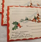 Lot 4 Vtg Christmas Parcel Post Gummed Mailing Label Unused Snowy Village Church