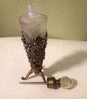 Vintage Jeweled Frosted Glass Perfume Bottle Elegant Butterfly bee flower Design
