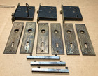 Antique Door Lock Eastlake Brass Plate Cast Iron Lot Set Three Key Part  k1