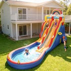 20ft Inflatable House Water Slide Park Long Slide Big Splash Pool For Kids Party