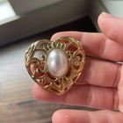 Lot Of 3 Vintage - Modern Brooch Pins - Gold Tone Hearts -