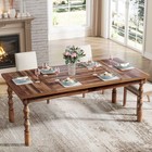 62    Farmhouse Dining Table For 4-6 People  Large Wood Rectangle Kitchen Table