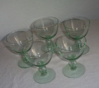 Vintage Light Green Cocktail Glasses Delicate Weight Glass 3 1 2  Tall