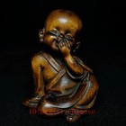 2 5 Inch Old Chinese Boxwood Hand Carved Lovely Boy Buddha Statue Collectable
