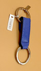      Coach Blue Patent Leather Heart Keychain Key Fob Silver Tone Bag Charm