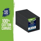 3  X 3  Black Mini Professional Primed Artist Craft Stretched Canvas Pack Of 12