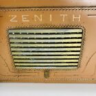 Vintage Zenith Tube Radio Portable Top Grain Leather Case Model Y506l  working 