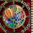 Vtg Terra Sancta Guild Israel Brass   Enamel Trivet 4x4 Give Thanks To The Lord