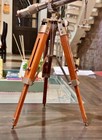 Classic Solid Brass Nautical Telescope On Wooden Tripod     Vintage Decorative Pie
