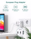 European Travel Plug Adapter International Power Adapter With 3 Outlets 3 Usb   