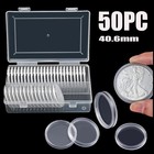50x Coin Holder Capsules Case 40 6mm Clear For 1 Oz Silver Dollar W  Storage Box