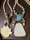 Lee Sands Jewelry Look Colorful Duo Inlaid Mother Of Pearl Necklaces 25    And 30   