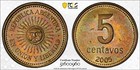 Ms64 2005 Argentina 5 Centavos  Pcgs Trueview- Rainbow Toned