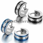 5 Pairs Fronsted Stainless Steel Huggie Hinged Hoop Earrings Men Women Pierced
