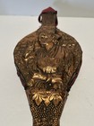 Antique Brass Wood Carved Fireplace Bellows  Leather Strap  Unique  