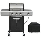3-burner Propane Barbecue Grill  Stainless Steel Gas Grill With Side Burner