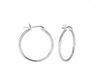 Italian Sterling Silver Smooth Round Shaped French Lock Hoop Earrings Unisex