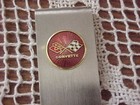 Corvette Crossed Flags Money Clip Brushed Aluminum Modern Muscle Car Nos Mint