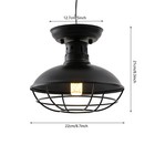 Rustic Farmhouse Metal Cage Ceiling Light Semi Flush Mount Pendant Lamp Fixture