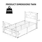 Twin Size Bed Frame Metal Platform Curved Headboard   Footboard For Girls White