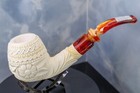 Unsmoked Best Cao Meerschaum Bent Apple Flower Burst Shape Pipe Smokey Amber Ste
