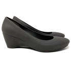 Crocs Lina Wedge Pumps Womens 8 Taupe Slip On Heels Comfort Career Shoes Nwot