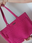 Vera Bradley Quilted Pink Tote Shoulder Bag With Pockets For Women