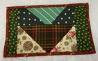 Vintage Antique Patchwork Quilt Table Topper Or Doll Quilt  Triangles  Brown