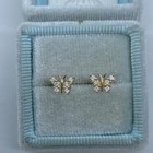 2ct Round Real Moissanite Dainty Butterfly Stud Earrings 14k Yellow Gold Plated