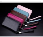 Mens Genuine Leather Long Wallet Zip Around Clutch Wristlet Phone Card Holder
