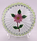 William Manson Sr   86 Caithness Pink Camelia W garland Glass Paperweight 3 1 
